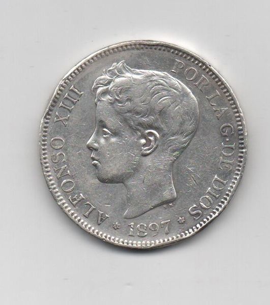 ALFONSO XIII DEL AÑO 1897* 97 DE 5 PESETAS